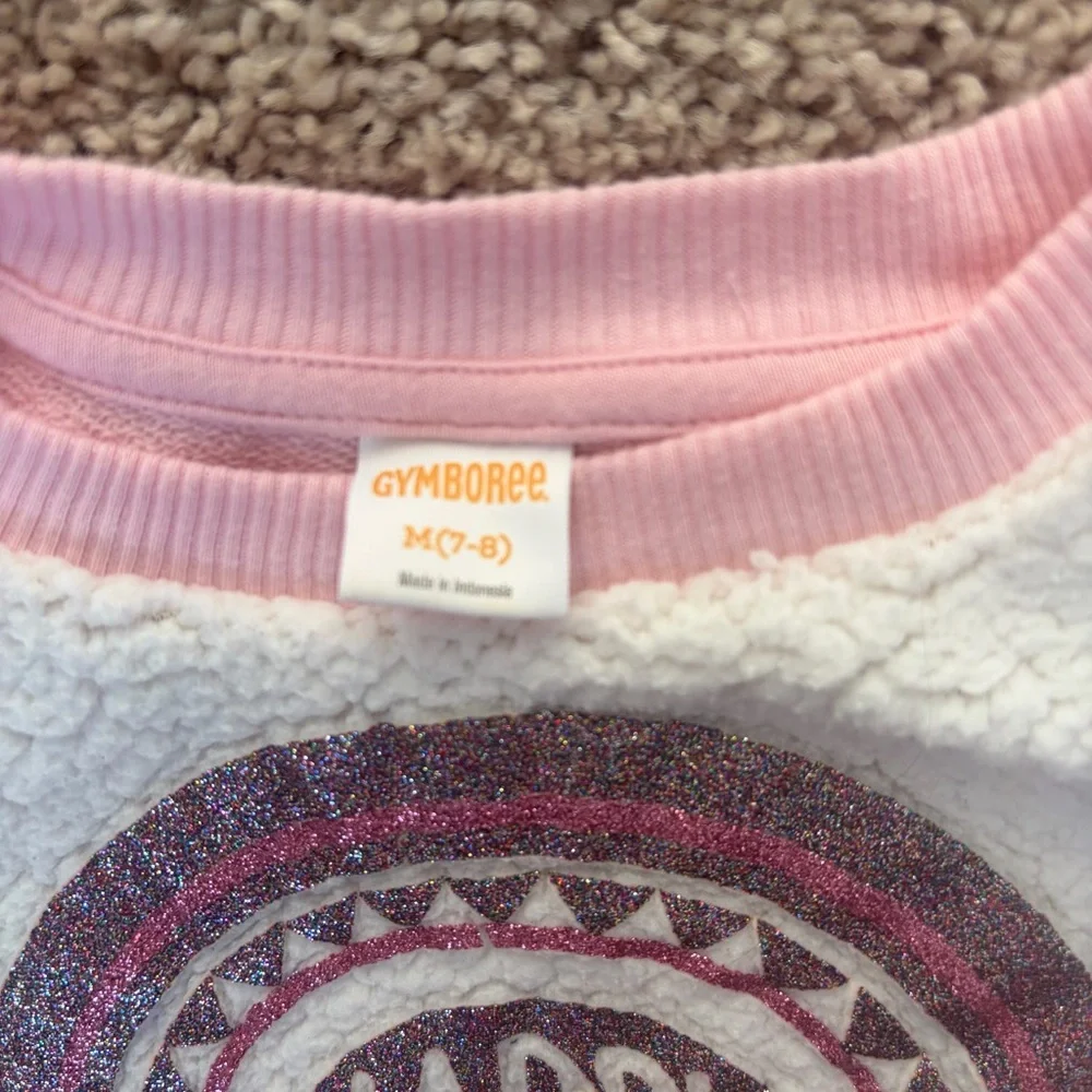Gymboree Pink and White Happy Vibes Girls Sweatshirt Size 7-8